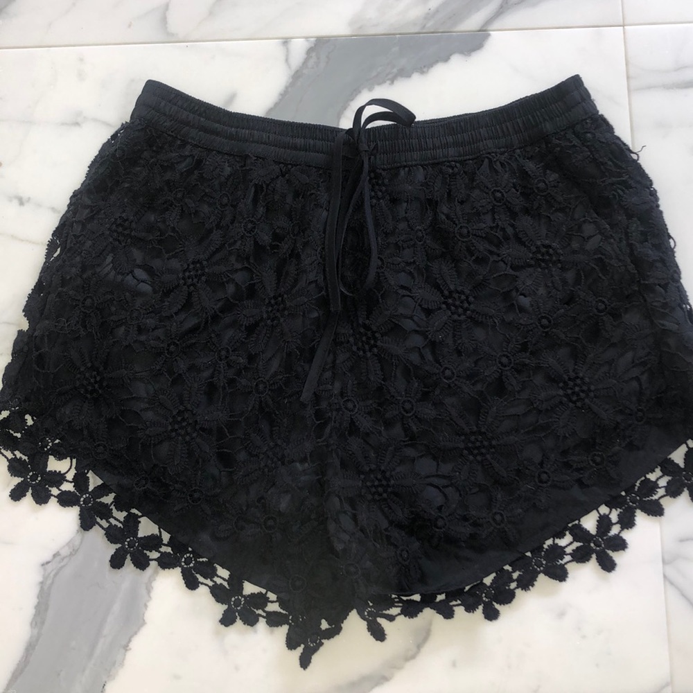 Black crochet shorts